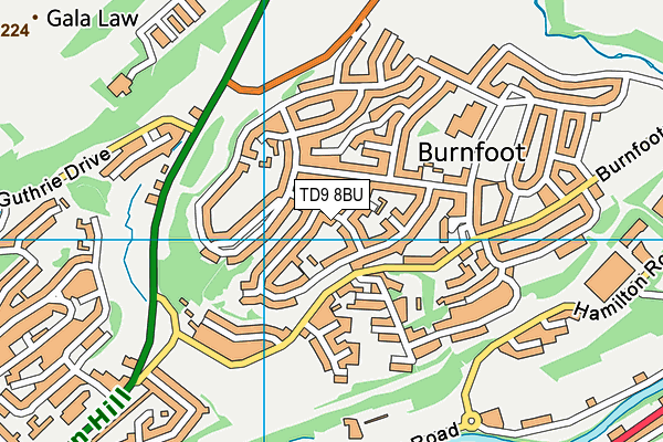 TD9 8BU map - OS VectorMap District (Ordnance Survey) TD9 8BU map - OS VectorMap District (Ordnance Survey)
