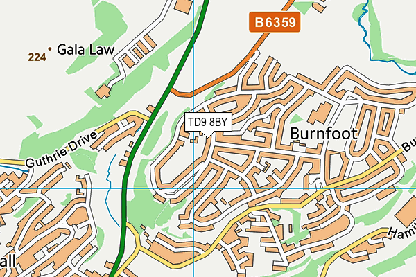TD9 8BY map - OS VectorMap District (Ordnance Survey)