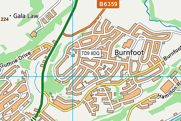 TD9 8DQ map - OS VectorMap District (Ordnance Survey)