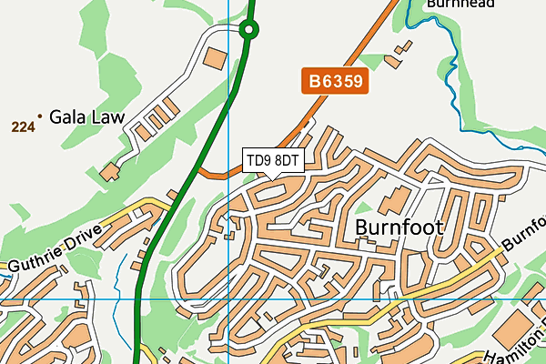 TD9 8DT map - OS VectorMap District (Ordnance Survey) TD9 8DT map - OS VectorMap District (Ordnance Survey)