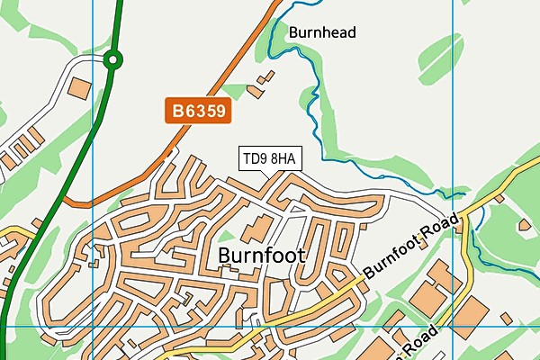 TD9 8HA map - OS VectorMap District (Ordnance Survey)