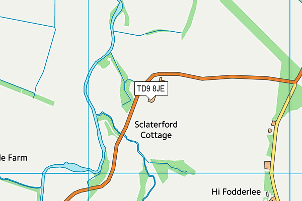TD9 8JE map - OS VectorMap District (Ordnance Survey) TD9 8JE map - OS VectorMap District (Ordnance Survey)