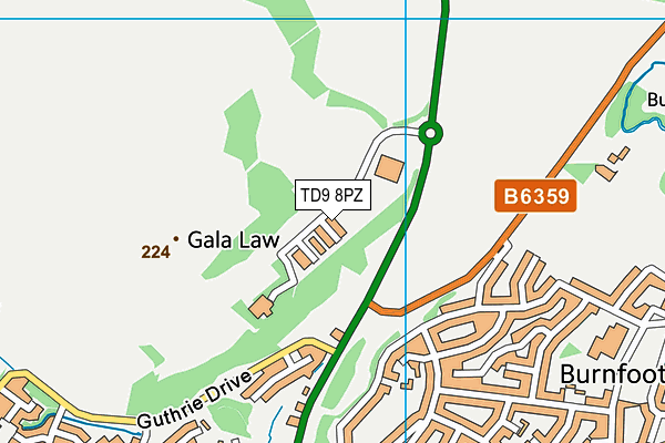 TD9 8PZ map - OS VectorMap District (Ordnance Survey) TD9 8PZ map - OS VectorMap District (Ordnance Survey)