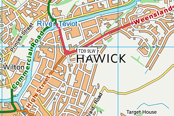TD9 9LW map - OS VectorMap District (Ordnance Survey) TD9 9LW map - OS VectorMap District (Ordnance Survey)