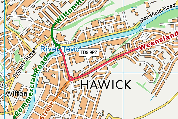 TD9 9PZ map - OS VectorMap District (Ordnance Survey) TD9 9PZ map - OS VectorMap District (Ordnance Survey)