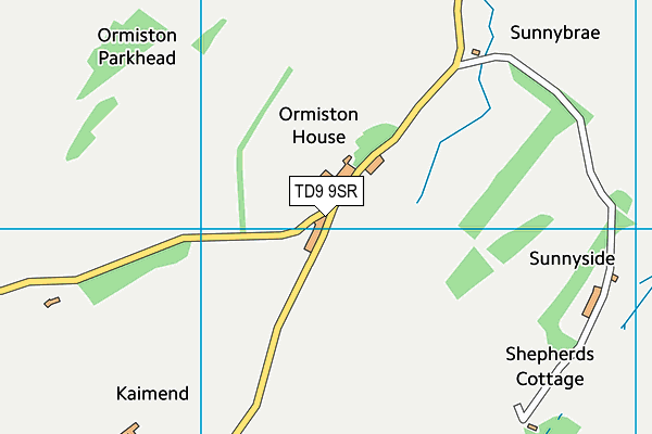 TD9 9SR map - OS VectorMap District (Ordnance Survey) TD9 9SR map - OS VectorMap District (Ordnance Survey)
