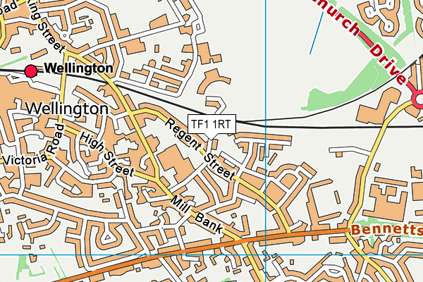 TF1 1RT map - OS VectorMap District (Ordnance Survey) TF1 1RT map - OS VectorMap District (Ordnance Survey)