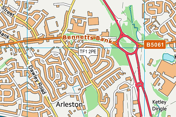 TF1 2PE map - OS VectorMap District (Ordnance Survey) TF1 2PE map - OS VectorMap District (Ordnance Survey)
