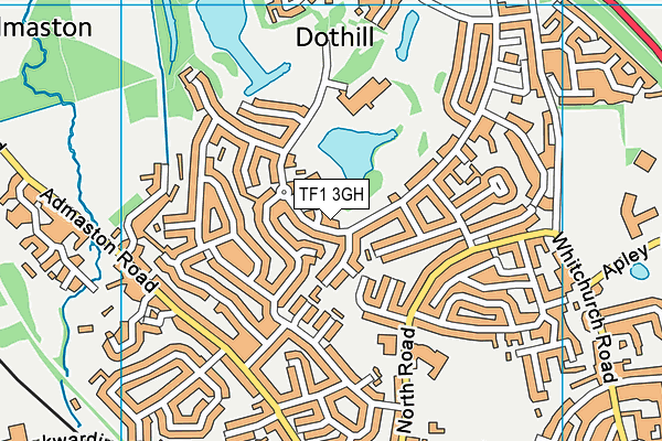TF1 3GH map - OS VectorMap District (Ordnance Survey) TF1 3GH map - OS VectorMap District (Ordnance Survey)