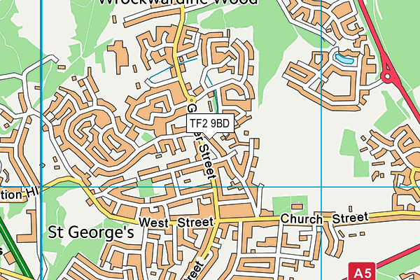 TF2 9BD map - OS VectorMap District (Ordnance Survey) TF2 9BD map - OS VectorMap District (Ordnance Survey)