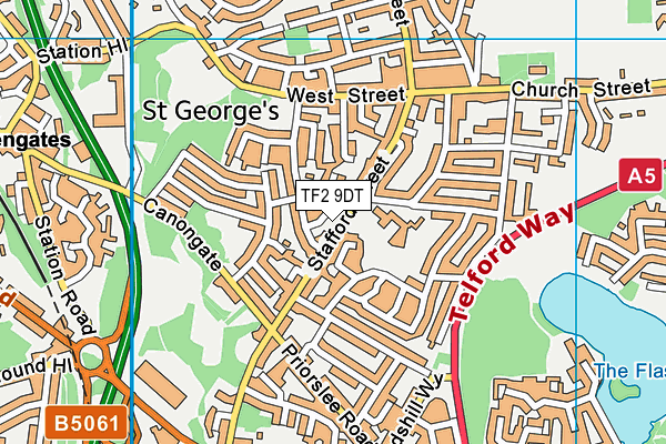 TF2 9DT map - OS VectorMap District (Ordnance Survey) TF2 9DT map - OS VectorMap District (Ordnance Survey)