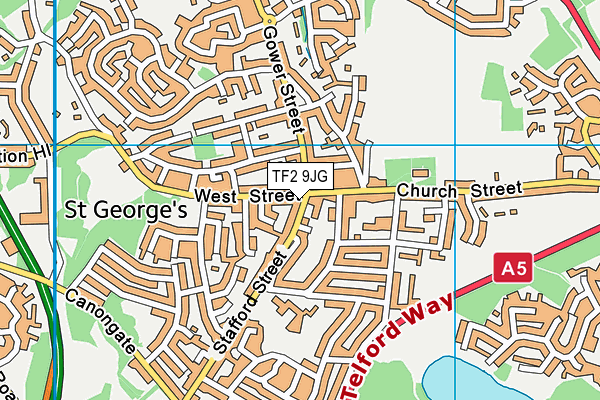 TF2 9JG map - OS VectorMap District (Ordnance Survey) TF2 9JG map - OS VectorMap District (Ordnance Survey)