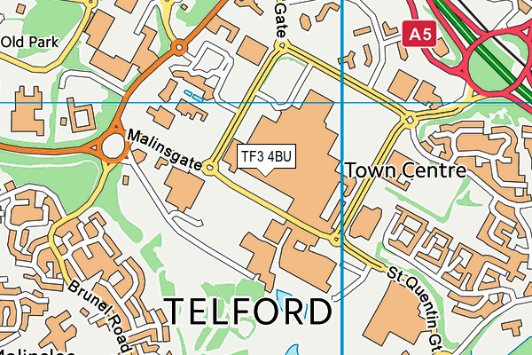 TF3 4BU map - OS VectorMap District (Ordnance Survey)