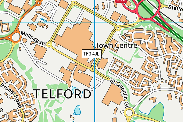 TF3 4JL map - OS VectorMap District (Ordnance Survey)