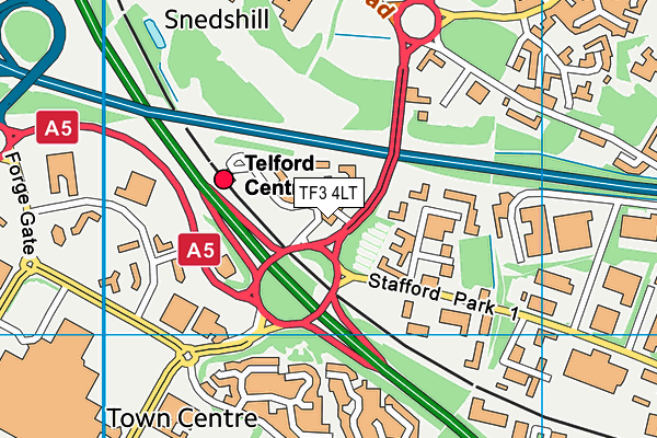 TF3 4LT map - OS VectorMap District (Ordnance Survey) TF3 4LT map - OS VectorMap District (Ordnance Survey)
