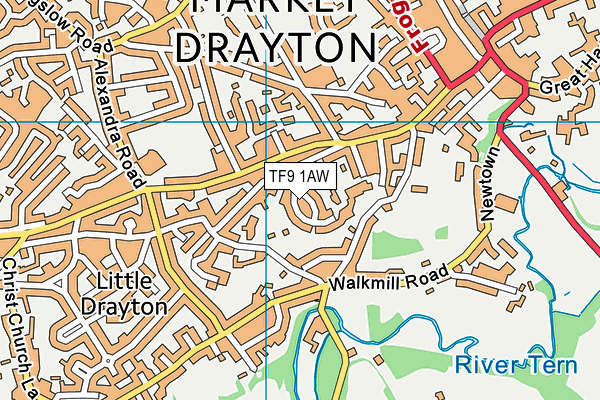 TF9 1AW map - OS VectorMap District (Ordnance Survey)