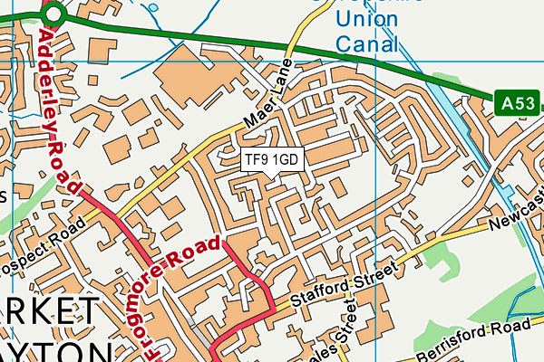 TF9 1GD map - OS VectorMap District (Ordnance Survey) TF9 1GD map - OS VectorMap District (Ordnance Survey)