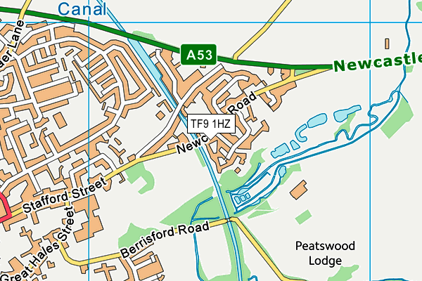 TF9 1HZ map - OS VectorMap District (Ordnance Survey)