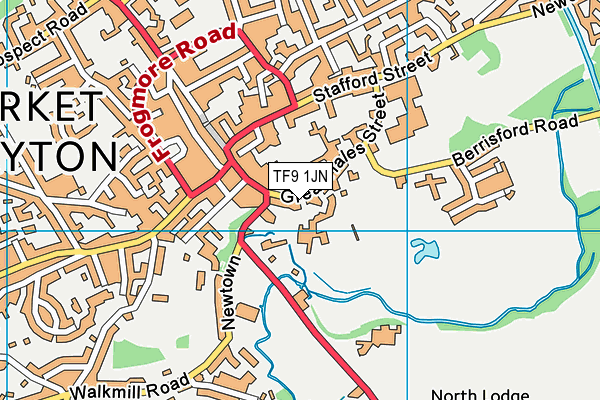 TF9 1JN map - OS VectorMap District (Ordnance Survey)