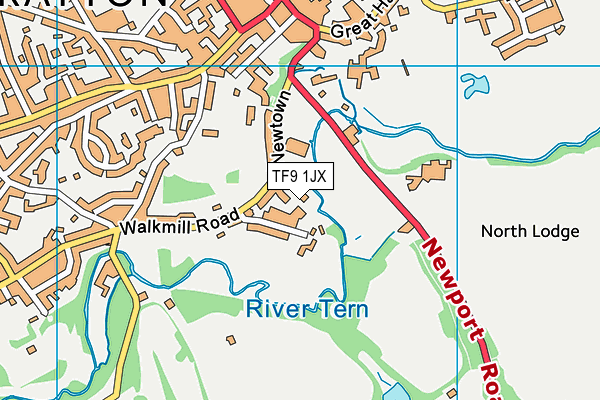 TF9 1JX map - OS VectorMap District (Ordnance Survey) TF9 1JX map - OS VectorMap District (Ordnance Survey)
