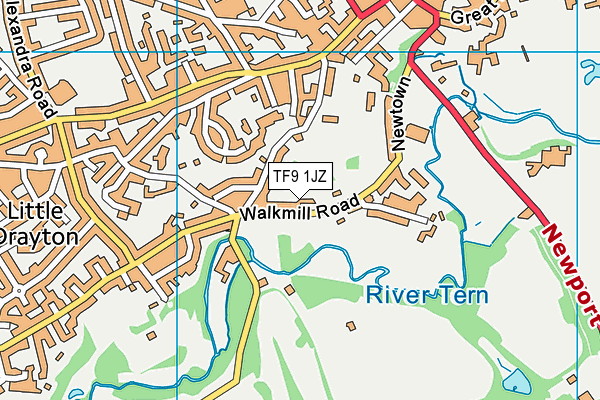 TF9 1JZ map - OS VectorMap District (Ordnance Survey) TF9 1JZ map - OS VectorMap District (Ordnance Survey)