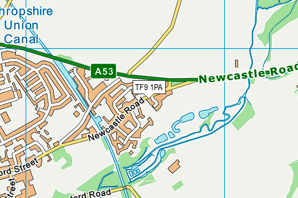 TF9 1PA map - OS VectorMap District (Ordnance Survey) TF9 1PA map - OS VectorMap District (Ordnance Survey)