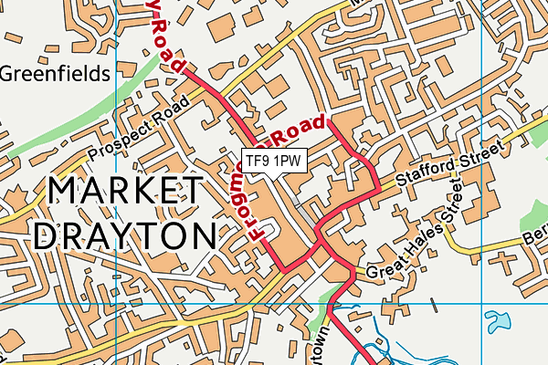 TF9 1PW map - OS VectorMap District (Ordnance Survey) TF9 1PW map - OS VectorMap District (Ordnance Survey)