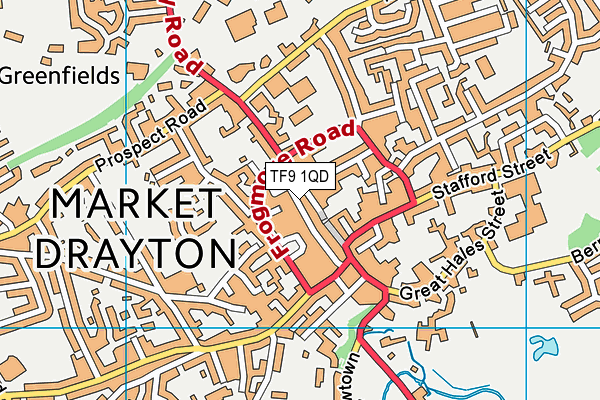 TF9 1QD map - OS VectorMap District (Ordnance Survey) TF9 1QD map - OS VectorMap District (Ordnance Survey)