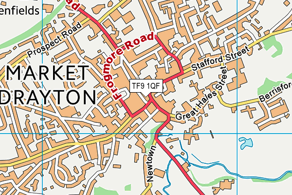 TF9 1QF map - OS VectorMap District (Ordnance Survey) TF9 1QF map - OS VectorMap District (Ordnance Survey)