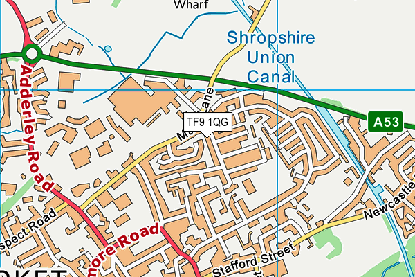 TF9 1QG map - OS VectorMap District (Ordnance Survey) TF9 1QG map - OS VectorMap District (Ordnance Survey)