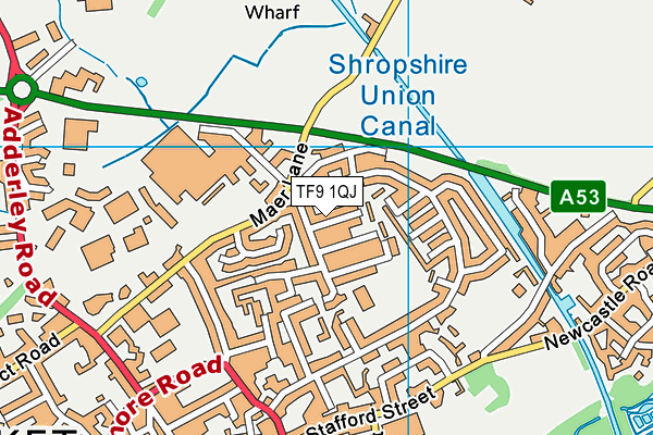 TF9 1QJ map - OS VectorMap District (Ordnance Survey)