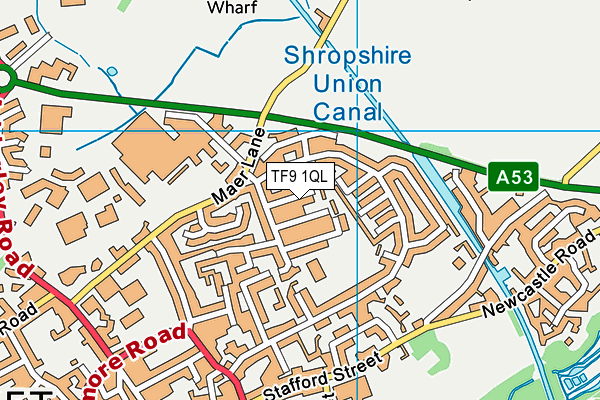 TF9 1QL map - OS VectorMap District (Ordnance Survey) TF9 1QL map - OS VectorMap District (Ordnance Survey)