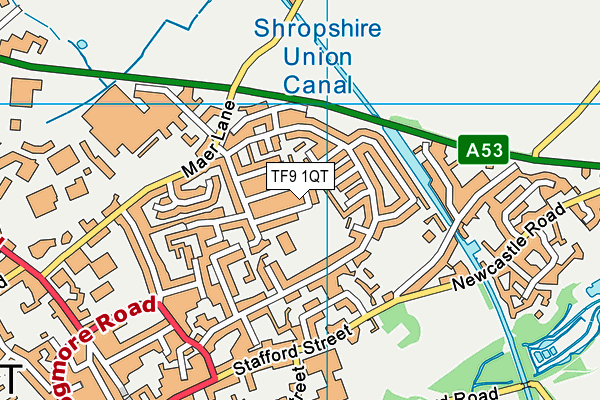 TF9 1QT map - OS VectorMap District (Ordnance Survey) TF9 1QT map - OS VectorMap District (Ordnance Survey)