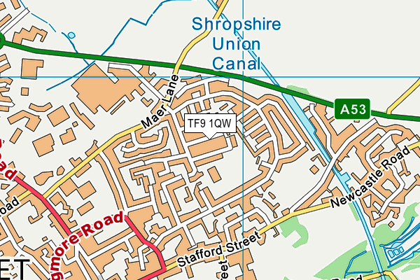 TF9 1QW map - OS VectorMap District (Ordnance Survey) TF9 1QW map - OS VectorMap District (Ordnance Survey)