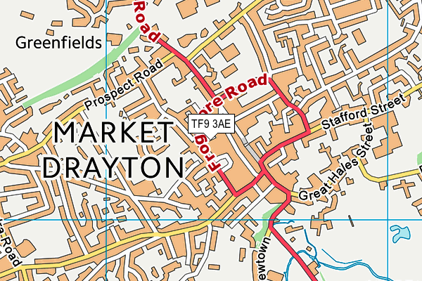 TF9 3AE map - OS VectorMap District (Ordnance Survey) TF9 3AE map - OS VectorMap District (Ordnance Survey)