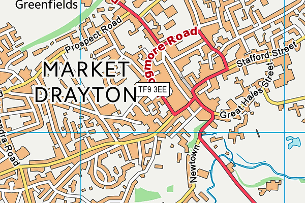 TF9 3EE map - OS VectorMap District (Ordnance Survey) TF9 3EE map - OS VectorMap District (Ordnance Survey)