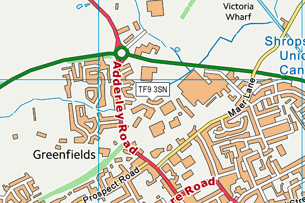 TF9 3SN map - OS VectorMap District (Ordnance Survey) TF9 3SN map - OS VectorMap District (Ordnance Survey)