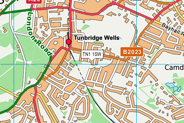 TN1 1SW map - OS VectorMap District (Ordnance Survey) TN1 1SW map - OS VectorMap District (Ordnance Survey)