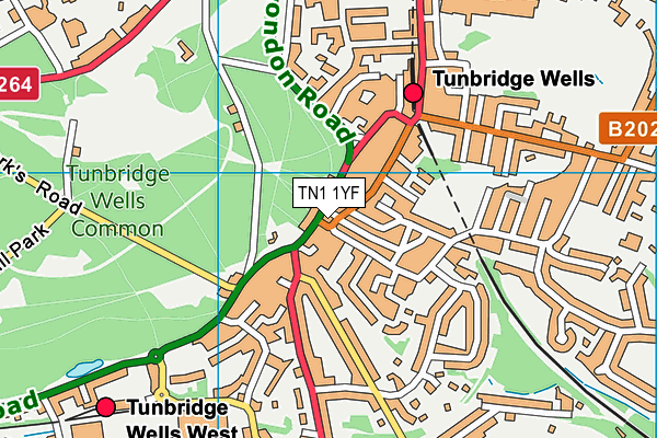 TN1 1YF map - OS VectorMap District (Ordnance Survey) TN1 1YF map - OS VectorMap District (Ordnance Survey)