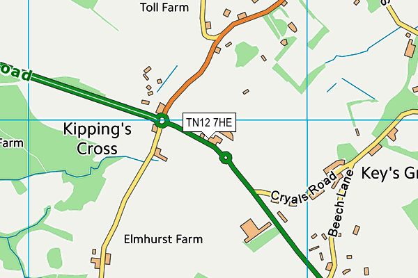TN12 7HE map - OS VectorMap District (Ordnance Survey) TN12 7HE map - OS VectorMap District (Ordnance Survey)