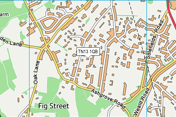 TN13 1QB map - OS VectorMap District (Ordnance Survey) TN13 1QB map - OS VectorMap District (Ordnance Survey)