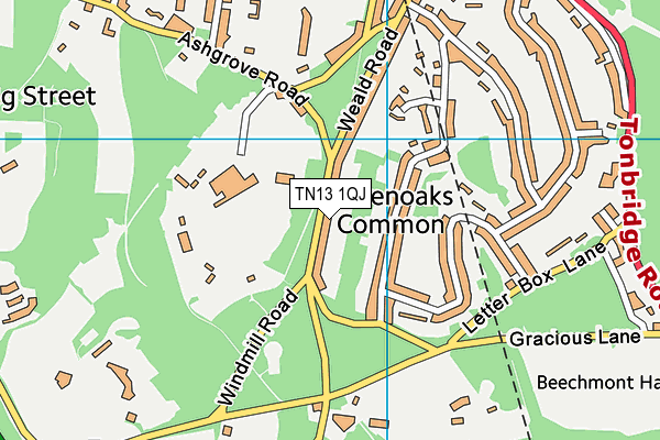TN13 1QJ map - OS VectorMap District (Ordnance Survey) TN13 1QJ map - OS VectorMap District (Ordnance Survey)