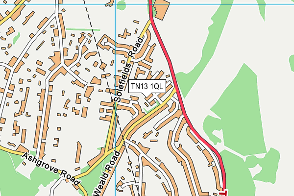 TN13 1QL map - OS VectorMap District (Ordnance Survey) TN13 1QL map - OS VectorMap District (Ordnance Survey)