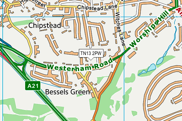 TN13 2PW map - OS VectorMap District (Ordnance Survey) TN13 2PW map - OS VectorMap District (Ordnance Survey)