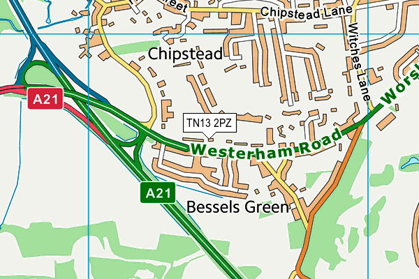 TN13 2PZ map - OS VectorMap District (Ordnance Survey) TN13 2PZ map - OS VectorMap District (Ordnance Survey)