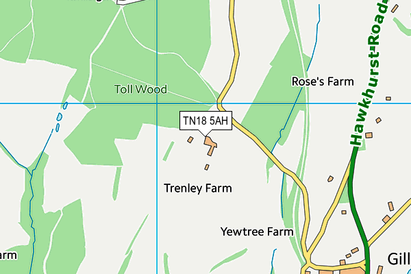 TN18 5AH map - OS VectorMap District (Ordnance Survey) TN18 5AH map - OS VectorMap District (Ordnance Survey)