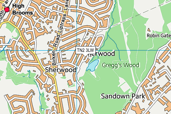 TN2 3LW map - OS VectorMap District (Ordnance Survey) TN2 3LW map - OS VectorMap District (Ordnance Survey)