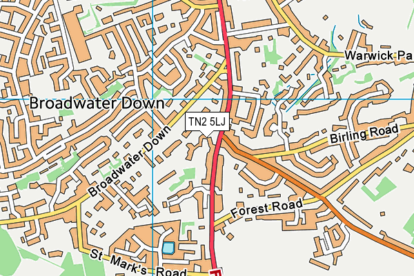 TN2 5LJ map - OS VectorMap District (Ordnance Survey) TN2 5LJ map - OS VectorMap District (Ordnance Survey)