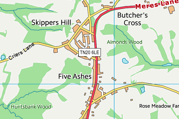 TN20 6LE map - OS VectorMap District (Ordnance Survey) TN20 6LE map - OS VectorMap District (Ordnance Survey)