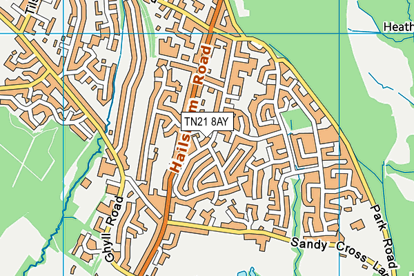 TN21 8AY map - OS VectorMap District (Ordnance Survey) TN21 8AY map - OS VectorMap District (Ordnance Survey)